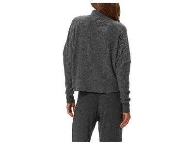 Michael Stars Wynn Waffle Stitch Mock Neck Knit Top In Blue