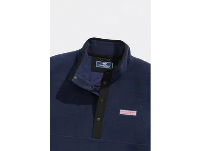 Vineyard Vines Harbor Fleece Snap Placket Pullover In Blue