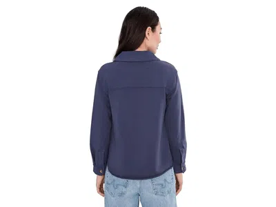 Mod-o-doc Long Sleeve Button Front Shacket In Black