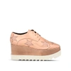 Stella Mccartney Elyse Embellished Cutout Faux Leather Platform Brogues In Linen