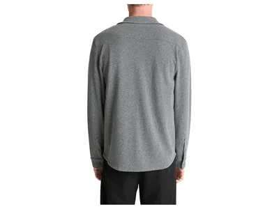 Vince Solid Button Front Knit Shirt In Gray