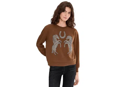 Allsaints Cotton Luck Embellished Pippa Sweatshirt In Brown