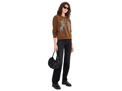 Allsaints Cotton Luck Embellished Pippa Sweatshirt In Brown