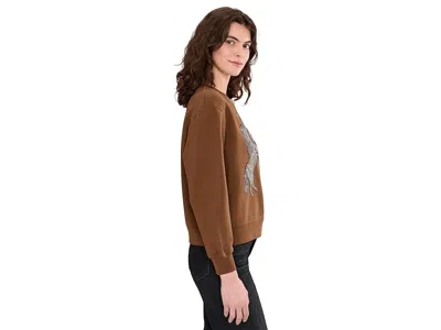 Allsaints Cotton Luck Embellished Pippa Sweatshirt In Brown