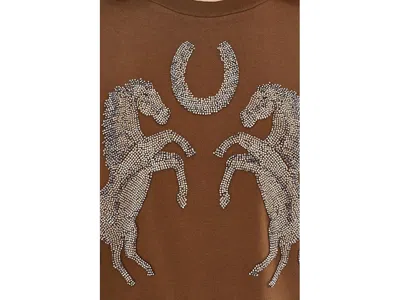 Allsaints Cotton Luck Embellished Pippa Sweatshirt In Brown