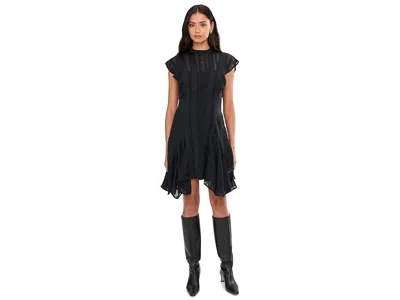 Allsaints Womens Fleur Asymmetric Woven Mini Dress Black