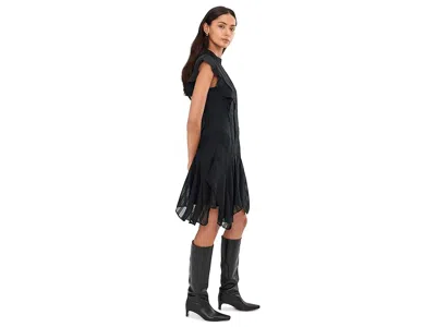 Allsaints Womens Fleur Asymmetric Woven Mini Dress Black