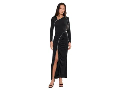 Allsaints Womens Black Elsie Zip-detail Stretch-woven Maxi Dress