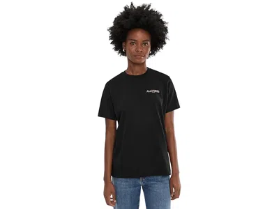 Allsaints Guardian Amelie Short Sleeve Graphic Logo T-shirt With Back Print In Black