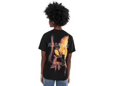 Allsaints Guardian Amelie Short Sleeve Graphic Logo T-shirt With Back Print In Black