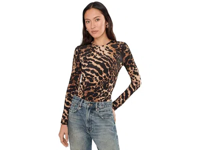 Allsaints Womens Katlyn Leopard-print Long-sleeve Stretch-jersey Top Pardus Honey B In Animal Print
