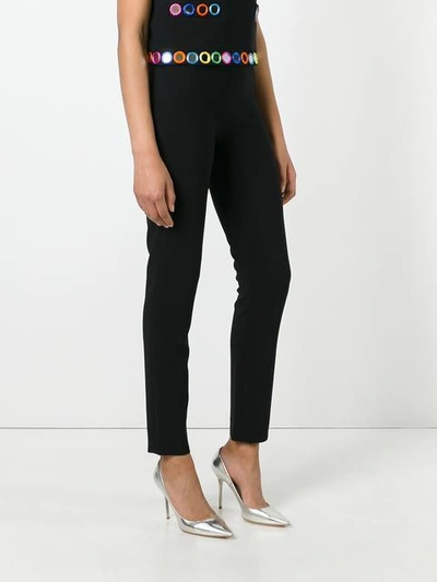 Shop Moschino Slim Fit Trousers - Black