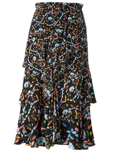 Shop Peter Pilotto Floral Print Ruffled Skirt