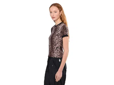 Puma Essentials Bedazzled Rhinestone Embellished Leopard Print Cotton Graphic T-shirt In Brown