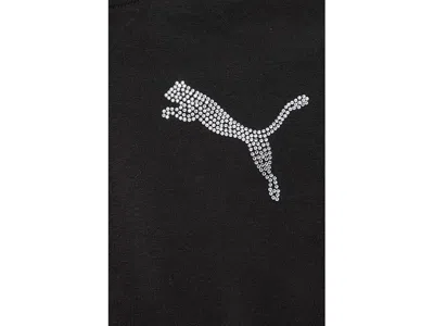 Puma Essentials Bedazzled Rhinestone Embellished Cropped Graphic Hoodie In Black
