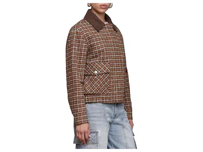 Avec Les Filles Oversized Plaid Bomber Jacket In Brown