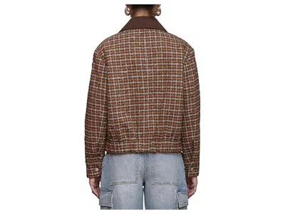 Avec Les Filles Oversized Plaid Bomber Jacket In Brown