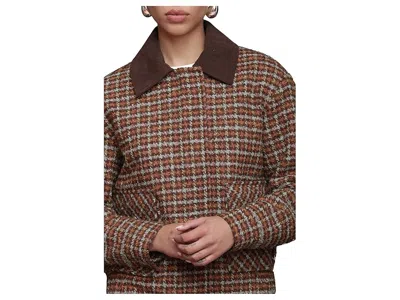 Avec Les Filles Oversized Plaid Bomber Jacket In Brown