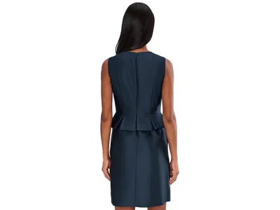 Adrianna Papell Sleeveless Mikado Peplum Short Dress In Midnight In Blue