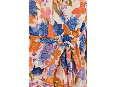 Vince Camuto Wrap Front Bubble Sleeve Maxi In Multi