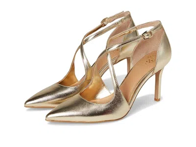 Vince Camuto Noreta Ankle Strap Pointed Toe Pump In Gold
