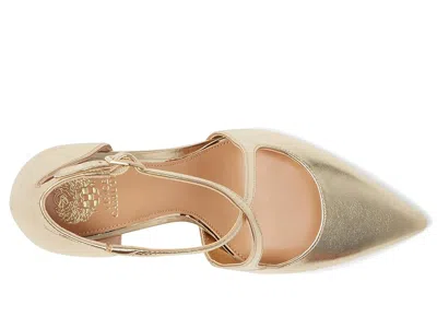 Vince Camuto Noreta Ankle Strap Pointed Toe Pump In Gold