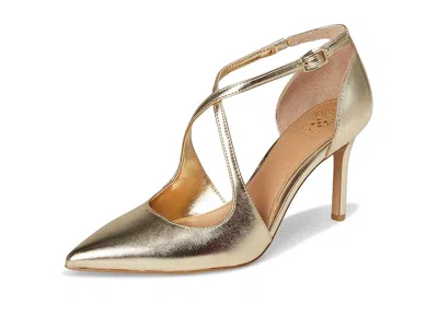 Vince Camuto Noreta Ankle Strap Pointed Toe Pump In Gold