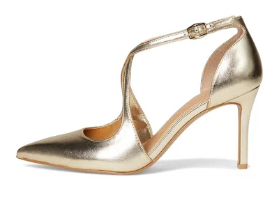 Vince Camuto Noreta Ankle Strap Pointed Toe Pump In Gold