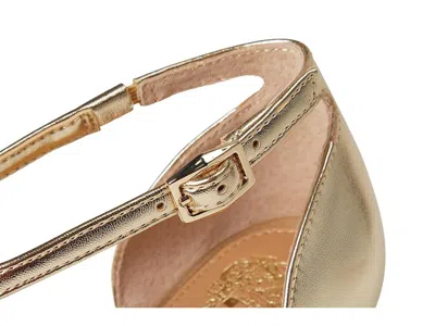 Vince Camuto Noreta Ankle Strap Pointed Toe Pump In Gold