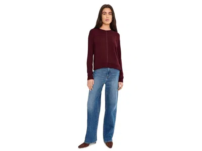 Splendid Supersoft Trim Pullover In Burgundy