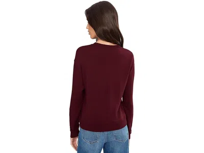 Splendid Supersoft Trim Pullover In Burgundy