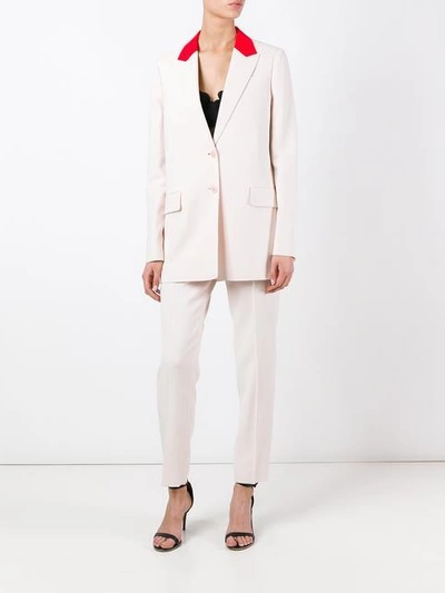 Shop Givenchy Contrast Collar Blazer In Pink