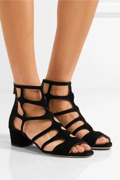 Shop Jimmy Choo Ren 35 Cutout Suede Sandals