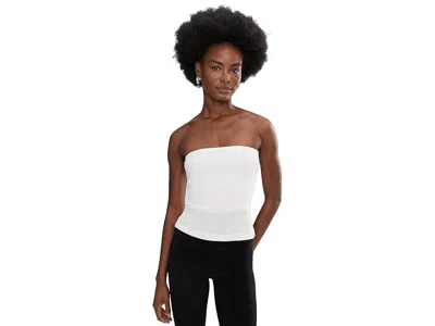 Norma Kamali White Solid Strapless Top In White