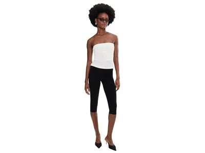 Norma Kamali White Solid Strapless Top In White