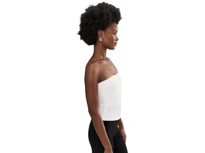 Norma Kamali White Solid Strapless Top In White