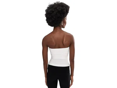 Norma Kamali White Solid Strapless Top In White