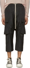 RICK OWENS Black Drawstring Cropped Cargo Trousers