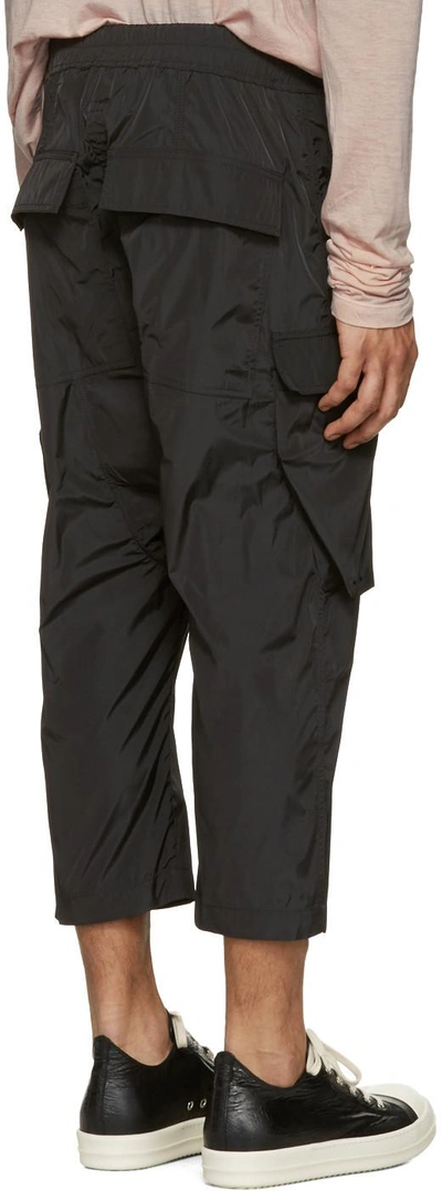 Shop Rick Owens Black Drawstring Cropped Cargo Pants