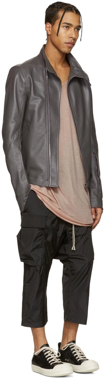 Shop Rick Owens Black Drawstring Cropped Cargo Pants