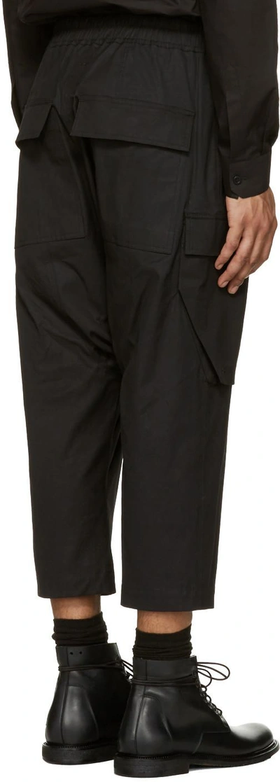 Shop Rick Owens Black Cropped Drawstring Cargo Trousers