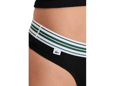Lacoste Stretch Cotton String Briefs In Black