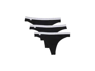 Lacoste 3-pack Stretch Cotton String Briefs In Black