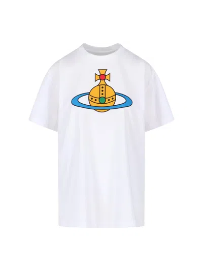 Vivienne Westwood Crew Neck Graphic Print Short Sleeve T-shirt In White