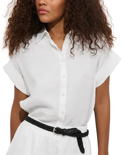 Alex Mill Maddie Linen Short Sleeve Button-up Shirt In White