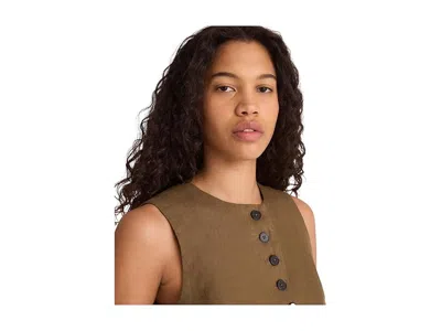 Madewell Button Front Linen Shell Top In Brown