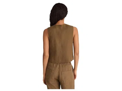 Madewell Button Front Linen Shell Top In Brown