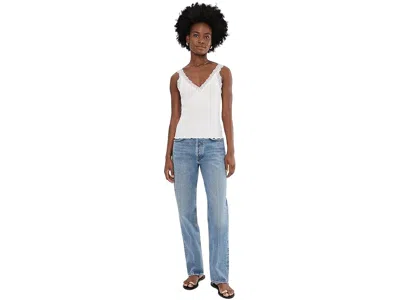 Madewell Lace-trim Ribbed V-neck Tank Top In White