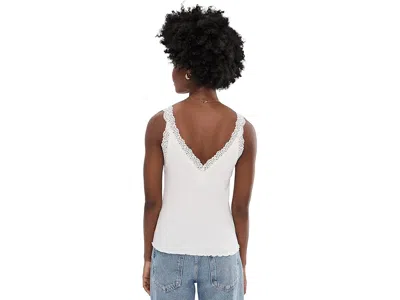 Madewell Lace-trim Ribbed V-neck Tank Top In White