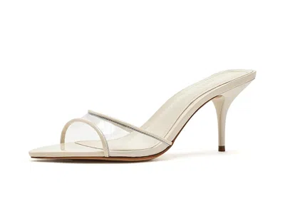 Schutz 75mm Elodie Vinyl Metallic Leather Mules In Silver